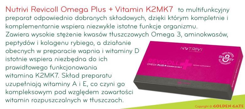 Nutrivi Revicoll Omega Plus K2MK7 omega 3 naturalny kolagen witamina A E D K2MK7